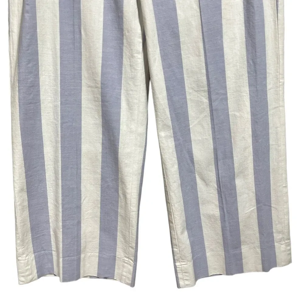 Banana Republic Womens Pants Size 8 Wide Leg Crop Striped Blue Ivory Stretch NEW - Picture 6 of 10